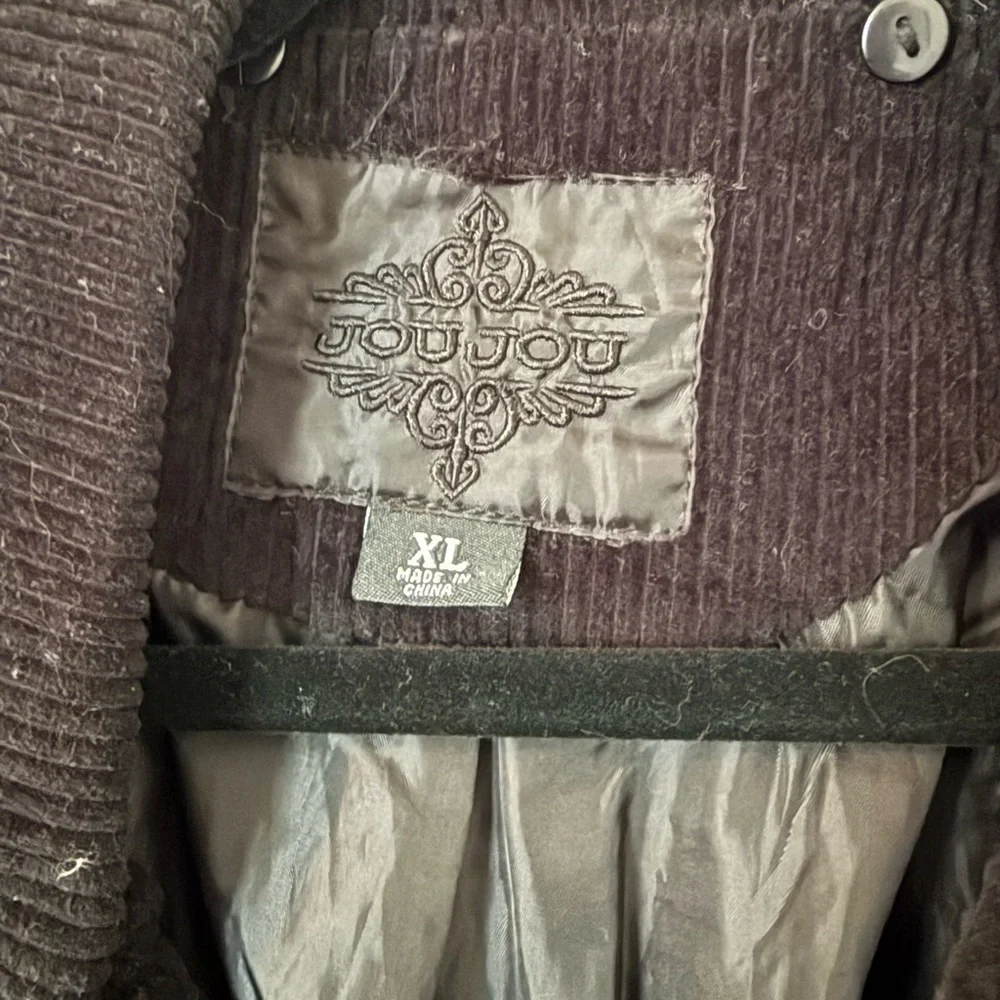 Jou Jou Black Corduroy Utility Jacket Timeless Style - Picture 2 of 8